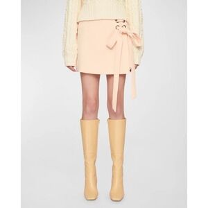 CLEA Bianca Mini Skirt Cream Eyelet Detail Wrap Style Flawed -‎ XSmall